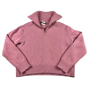 The North Face Womens Mauve Pink Speckled Cotton Wool Quarter Zip Sweater Heavy